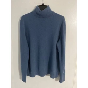 Lafayette 148 cashmere sweater women’s size L blue turtleneck quiet luxury cozy - Picture 1 of 4