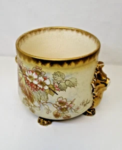 Antique Royal Bonn Painted Planter - Floral 25 with Gold Lion - Picture 1 of 16