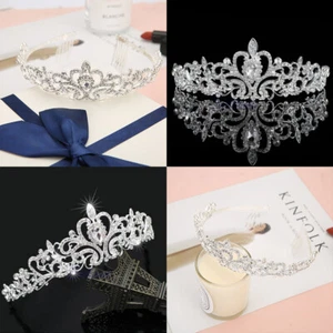 EE. UU. 1 Tiara de Cristal Plateado Corona Boda Novia Princesa Estrás Cabello con Peine - Imagen 1 de 22