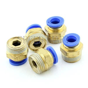 5XMale Connettore 10mm Tubo 1/2 BSPT Filettato Pneumatico Sgancio Rapido Raccordo Aria - Foto 1 di 3