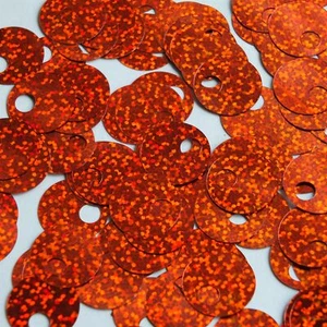 Large Hole Round Sequin 20mm Dark Orange Hologram Glitter Sparkle. Made in USA - Picture 1 of 2