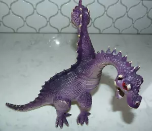Vtg 1983 Imperial Toys 2 Headed Purple Rubber Dragon 8" Fantasy Action Figure - Picture 1 of 5