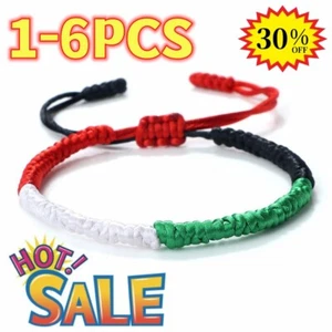 1-6PCS Gaza Free Palestinian Wristband Palestine Flag Bracelet AdjustableBra|NeW - Picture 1 of 14