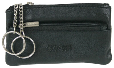 Schlüsseltasche Leder Schlüsseletui mit Reißverschluss und 2 Schlüsselringen Top - Bild 1 von 4