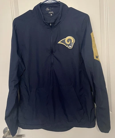 Nike St Louis Rams 1/4 Zip Windbreaker Jacket Mens Small On Field Apparel Cover