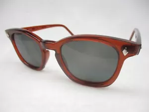 Pentax Hoya Sonnenbrille Preppy Retro Hornrand 60er Stil rotes Gestell grau 48 Medium - Bild 1 von 6