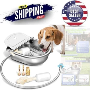 Animal Drinking Water Bowl Stainless Steel 2.5L Auto-Filling Waterer for Live... - Picture 1 of 11