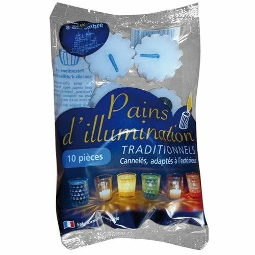 Bougies 8 décembre lumignons pains d'illumination traditionnelle lot 10 pièces