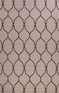 9x12 Beige Trellis Modern Oriental Area Rug Hand-Tufted Wool Living Room Carpet - Picture 1 of 12