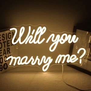 Will You Marry Me Neon Sign for Wall Decor Wedding LED Letters Neon Sign Powered - Picture 1 of 6