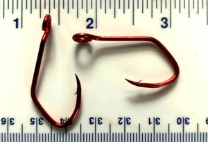 25 Matzuo 150060 Red Chrome Sickle Siwash Open Eye Fish Hooks size 2/0 - Picture 1 of 1
