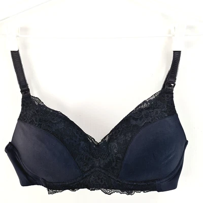 Bras N Things Black Lace Maternity Nursing Bra Wire Free Moulded Cups Size 10C - image 1 of 4