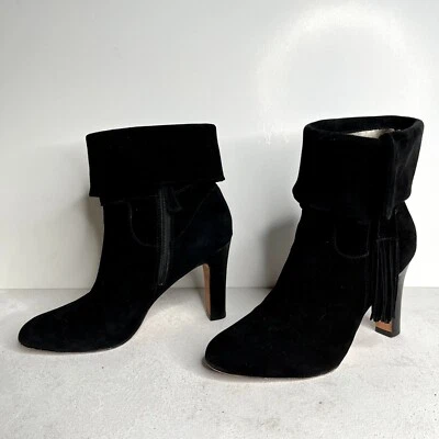 Botín Johnston & Murphy de cuero negro con tacón apilado para mujer talla 8M Foto 1 de 4