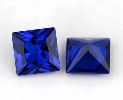 High quality Square Cut Blue Sapphire Lab Created High hardness Loose Gems 1pcs - Image 1 of 4