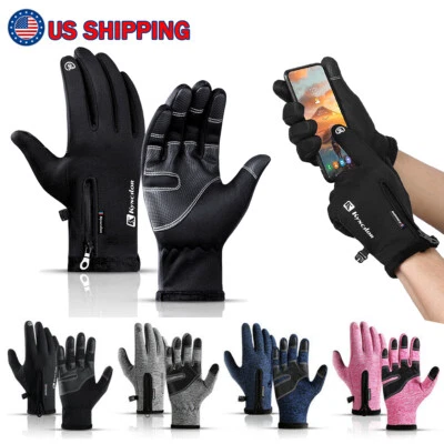 Luvas de inverno masculinas femininas tela sensível ao toque dedo inteiro luvas de esqui neve para clima frio - Imagem 1 de 4