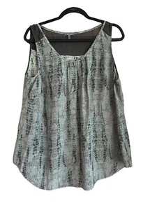 Eileen Fisher Woman Size 1X Sleeveless Silk Top Snake Pattern Gray Black Blouse - Picture 1 of 4
