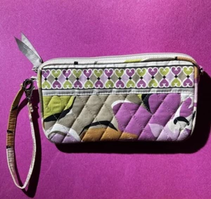 Cartera Vera Bradley Cremallera - Púrpura y Verde Paisley Floral Portobello 7,5 X 4 - Imagen 1 de 5