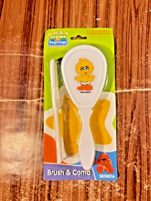 Juego de cepillos y peines Big Bird para bebé Sesame Street Beginnings amarillo blanco LIBRE DE BPA Foto 1 de 3