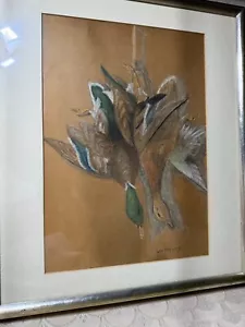 Superb William Henry "Hanging Game Bird Scene" Pastel Painting - Signed/Framed - Picture 1 of 13