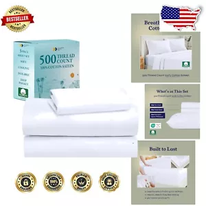 Sustainable Twin XL 500 Thread Count Sheets: All-Around Elastic for Perfect Fit - Picture 1 of 10