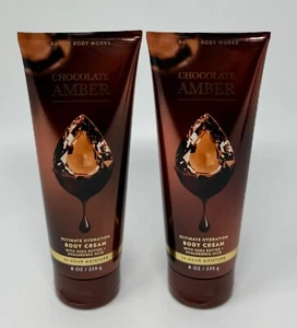 2 NEW BATH & BODY WORKS CHOCOLATE AMBER ULTIMATE HYDRATION CREAM LOTION 8OZ SHEA - Picture 1 of 6