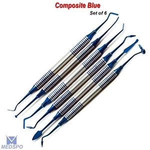Dental Blue Coated Restorative Composite Filling Instrument Restorative Set Of 6 - Picture 1 of 5
