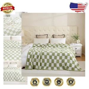 Reversible Chenille Checkered Blanket - Soft, Warm, 80" X 90" for Home & Travel - Picture 1 of 12