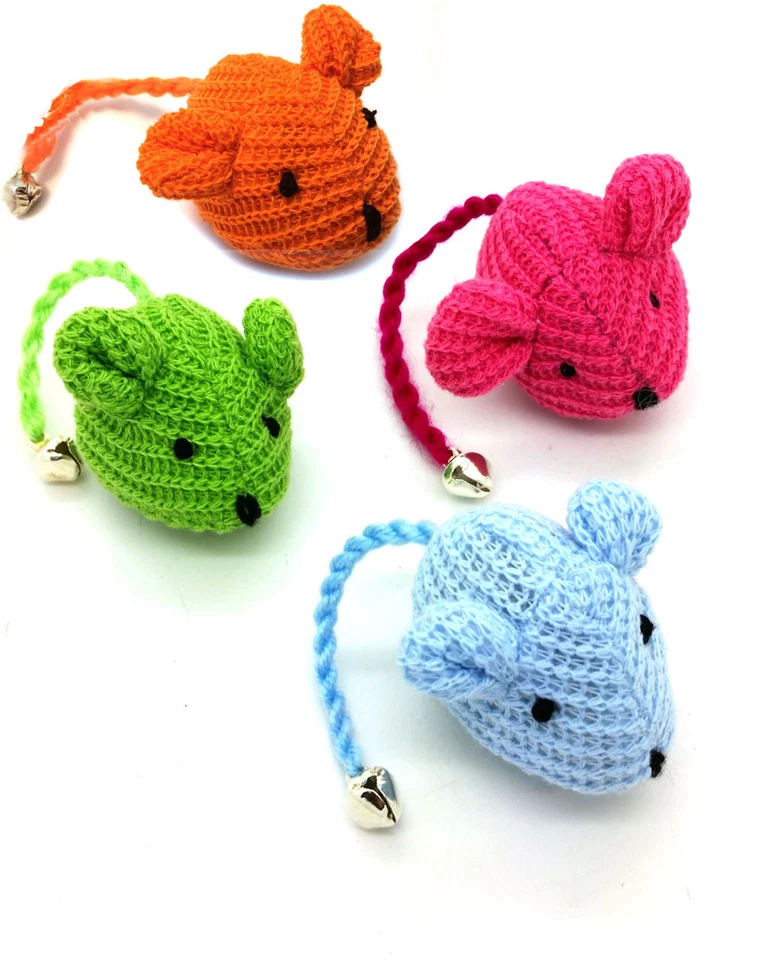 KATS'N US Crochet Mouse Cat Toy - 4 Pk variety-pack