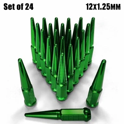 24 porcas de ponta longa 12x1,25 ajuste Nissan Frontier Titan Armada QX56 verde - Imagem 1 de 4