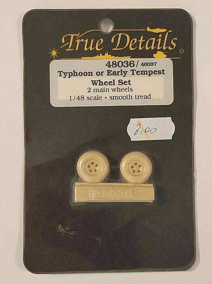 TRUE DETAILS 1:48 SET 2 RUOTE IN RESINA WHEEL SET TYPHOON - EARLY TEMPEST 48036 - Immagine 1 di 1