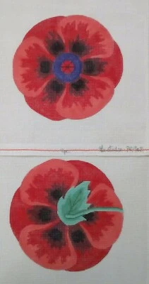THE STUDIO needlepoint handpaint canvas POPPY flower PURSE PR90B 6" x 6.5" - Image 1 of 4