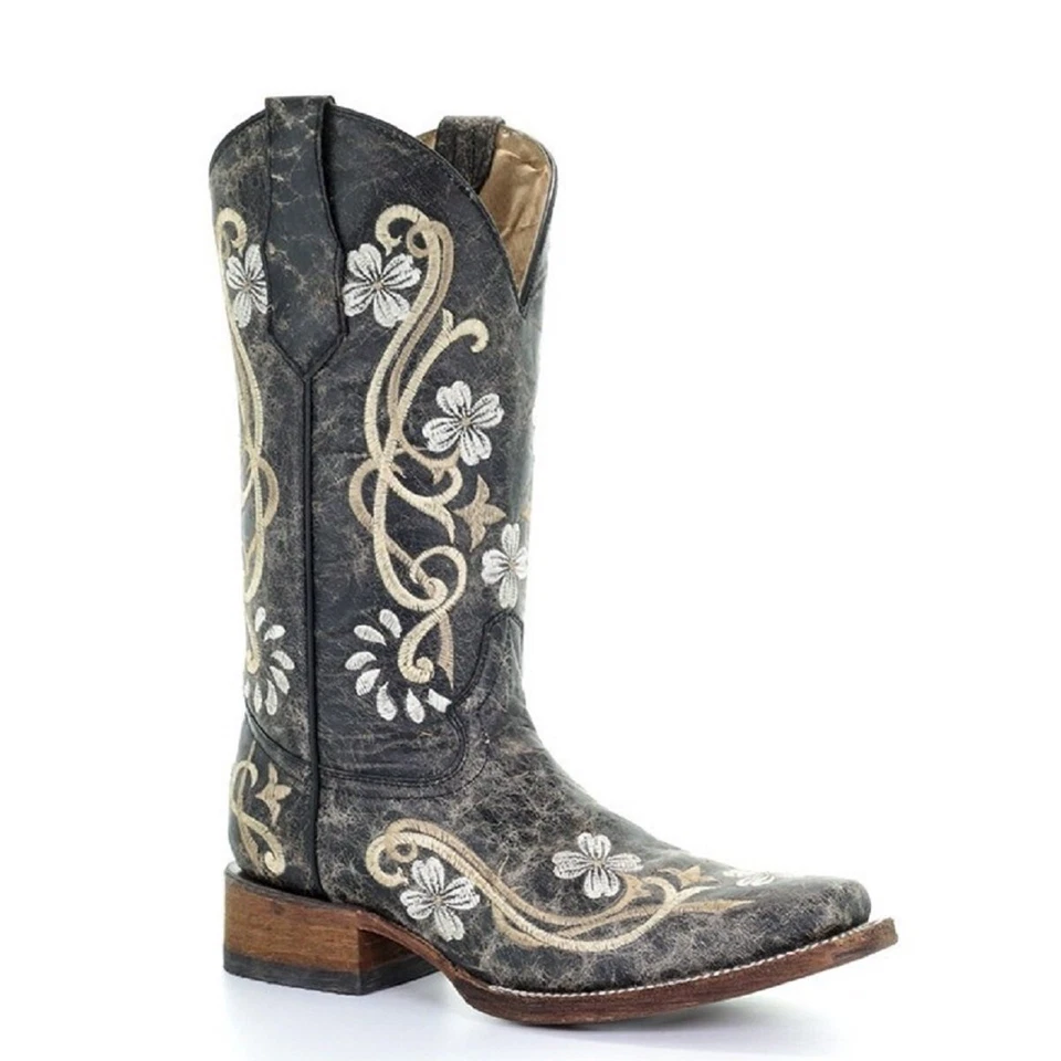 Botas Circle G By Corral Damas Negras Floral Bordadas L5241 Foto 1 de 1