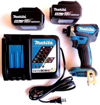 Destornillador de impacto Makita sin escobillas 18V XDT13 1/4", (2) baterías BL1850B 5.0, cargador Foto 1 de 4