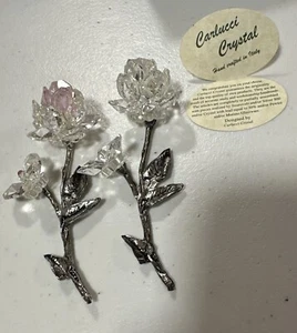 ITALIENISCHE handgefertigte Carlucci Kristallo Blumen Vintage! Rosa Klar Rose - Bild 1 von 7