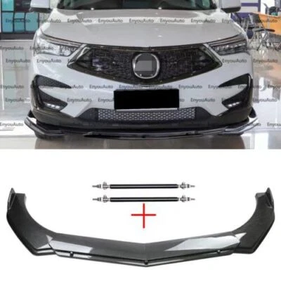 Carbon Fiber Front Bumper Lip Spoiler Splitter + Strut Rods For Acura MDX RDX  Foto 1 de 4