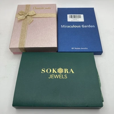 3 Wedding Jewelry Sets Necklace Bracelet Earrings Gold Tone Cz Sokora Chaoyite  - Image 1 of 4