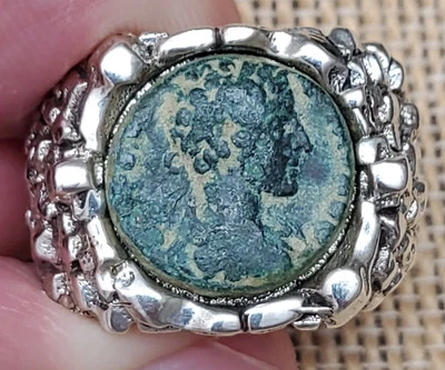 Anillo de plata maciza 925 con certificado de autenticidad moneda auténtica gladiador emperador romano Cómodo  Foto 1 de 4