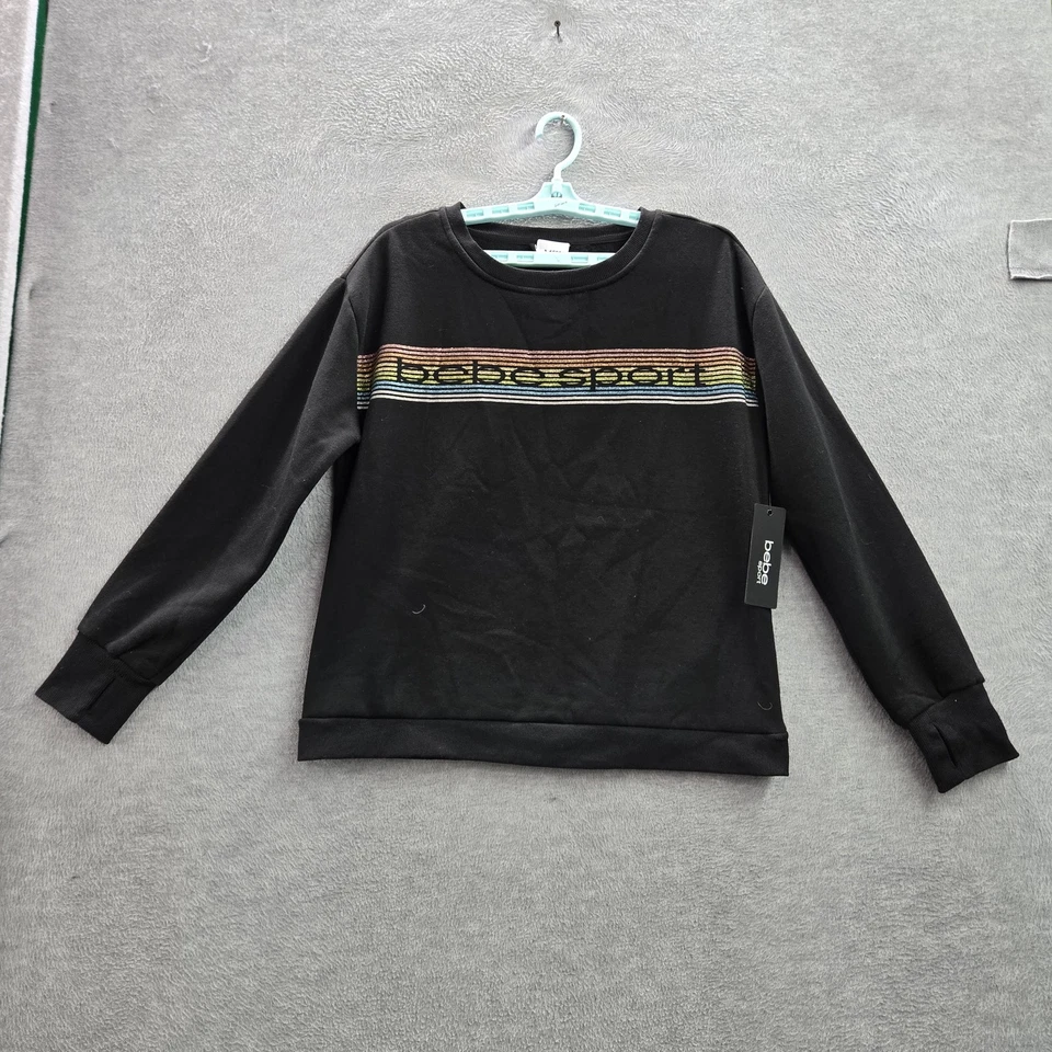 Sudadera Bebe Sport Mujer L Negra Rayas Logo Rayas Brillo Manga Larga Nueva con Etiquetas Foto 1 de 4