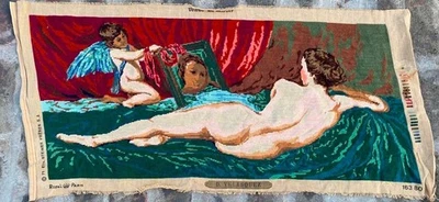 Vintage French Tapestry Amazing Pictorial Handmade Tapestry 2x3 ft Free Ship - Image 1 of 4