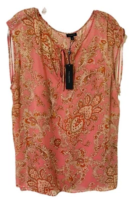Top Talbots Forrado Rosa Transparente Paisley Sin Mangas con Cami - Talla XL $79 Foto 1 de 4