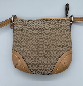 Coach Signature Umhängetasche Damen Handtasche Braun Leder/Canvas Optik Vintage - Bild 1 von 12
