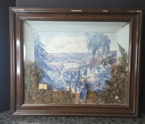 Soldatino tedesco prima guerra mondiale scena incorniciata 3D RARO antico unico nel suo genere - Foto 1 di 16