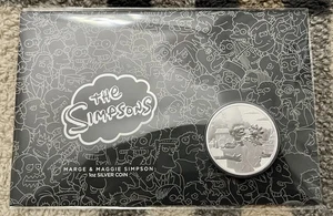 2021 Tuvalu $1 The Simpsons ~ Marge & Maggie Simpson ~ 1 oz Silver Coin in Card - Picture 1 of 4