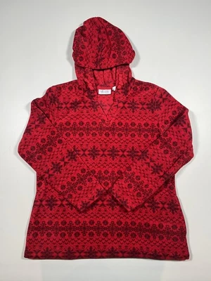 Denim & Co Sudadera con Capucha Mujer Mediana Roja Negra Polar Fair Isle Nordic Foto 1 de 4