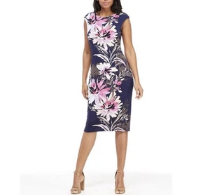 Neu mit Etikett London Times Damenkleid Blumenmuster Flügelärmel knielang Damen Plus 22W - Bild 1 von 14