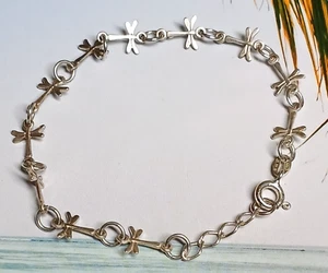 Sterling Silber zierliches Drangonfly Tennis Gliederarmband - Bild 1 von 8
