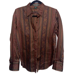 Lauren Ralph Lauren Hemd Damen Medium Vintage Knopf Manschettenknöpfe Old Money Prep - Bild 1 von 14