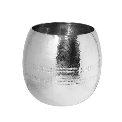 Fink Edelstahl Übertopf 25x24 cm Blumentopf silbernes gehämmertes Pflanzgefäß - Bild 1 von 4