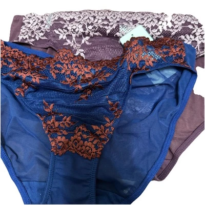 Wacoal embrace lace  Panty Medium 2 Pairs Blue And Italian Plum - Image 1 of 2