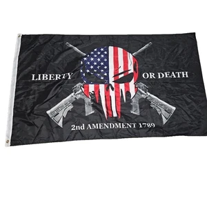 Liberty or Death 2nd Amendment 1789 Flag USA Skull Flag - 60 x 34 Inches - Picture 1 of 5